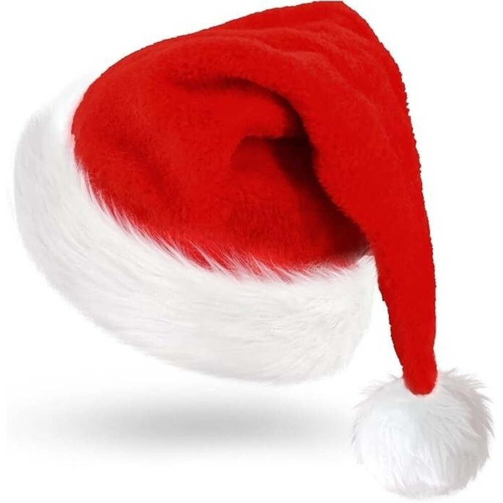 Christmas Santa Hat Xmas Long Plush Holiday Red Hat for Adults Unisex